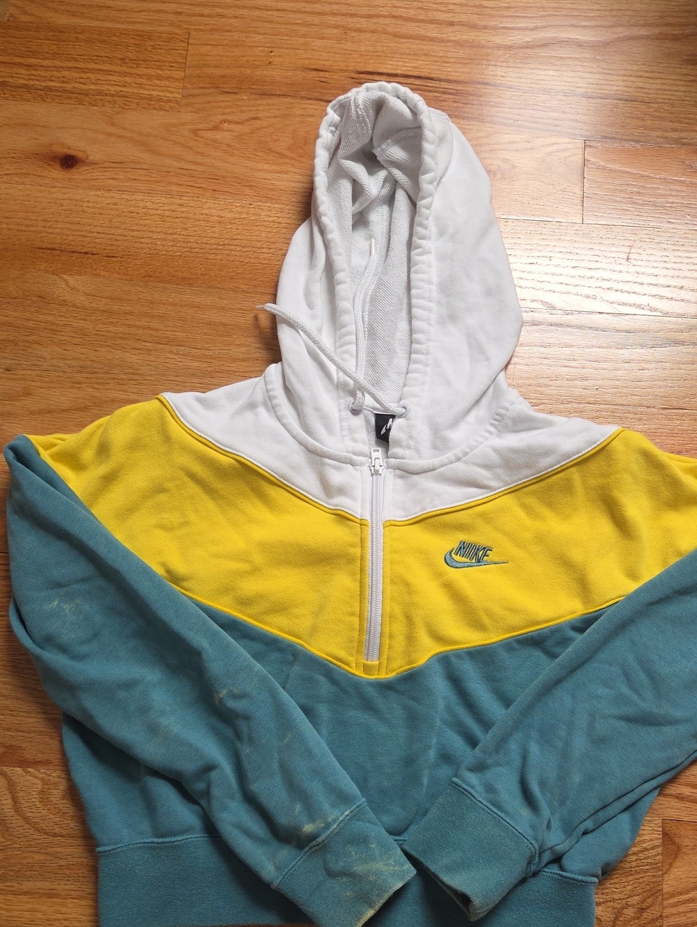 Nike Colorblock Half-Zip Hoodie - White, Yellow & Teal